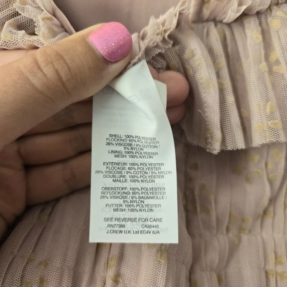 J Crew 8 Ruffly Tulle Midi dress Dusty Pink Micro Floral Ditsy Print Square Neck - Picture 9 of 10